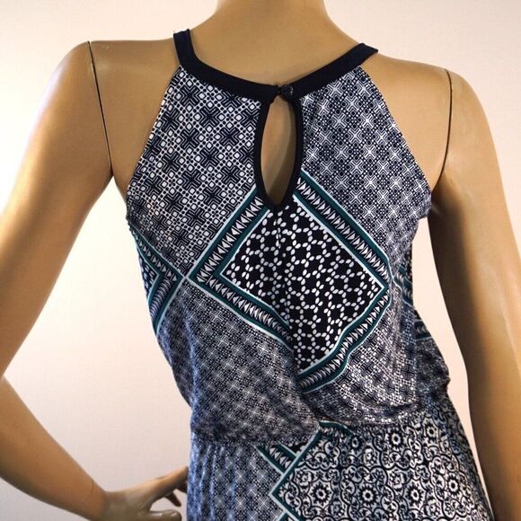 En Focus Studio Maxi Dress Womens Size 4 Sleeveless Green And Black Geo Print - Picture 7 of 12